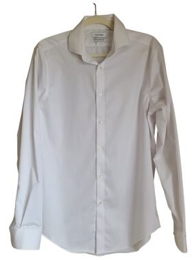 calvin klein mens dress shirt white size 15-1/2 34/35